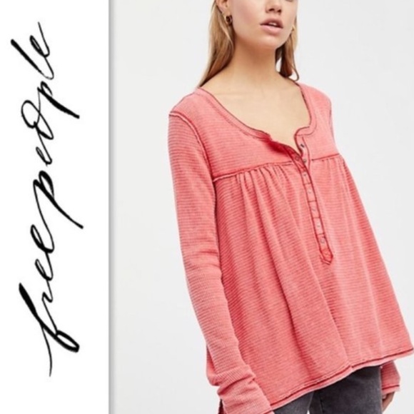 Free People We the Free Kai Henley Red - Picture 1 of 6
